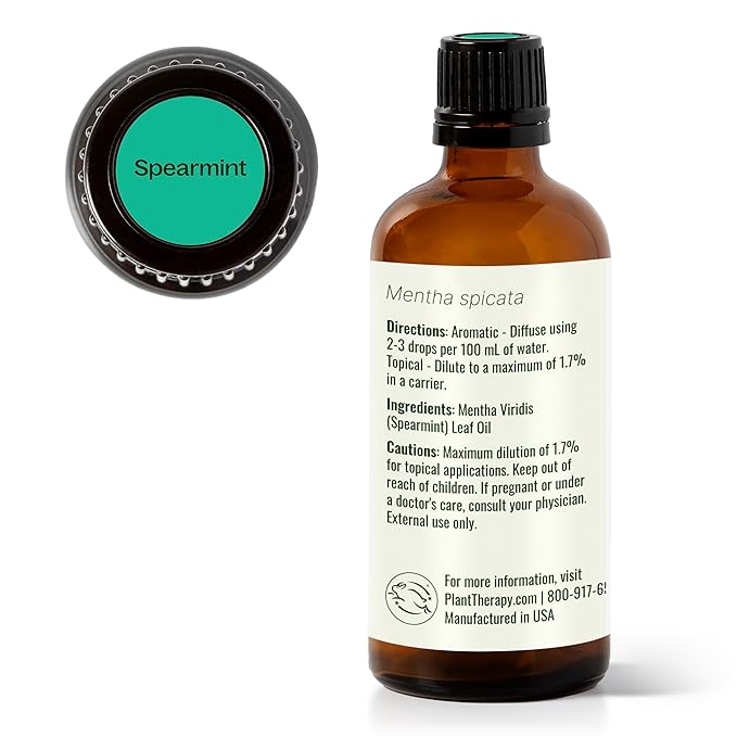 Plant Therapy Spearmint Essential Oil 100 mL (3.3 oz) 100% Pure, Undiluted, Therapeutic Grade
