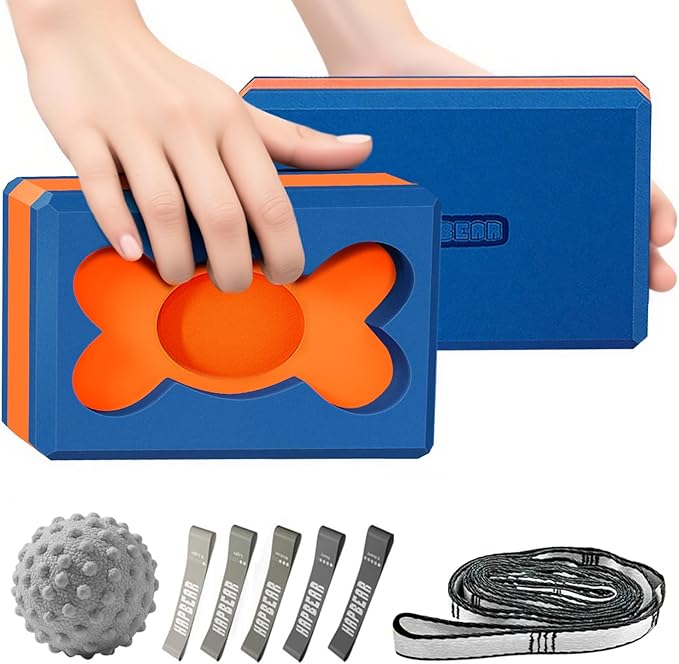 HAPBEAR Yoga Blocks 2 Pack - 9x6x3in High-Density EVA Foam with Non-Slip Textured Surface, Supportive for Deep Stretching & Lightweight - Ideal for Yoga, Pilates, Stretching Exercises