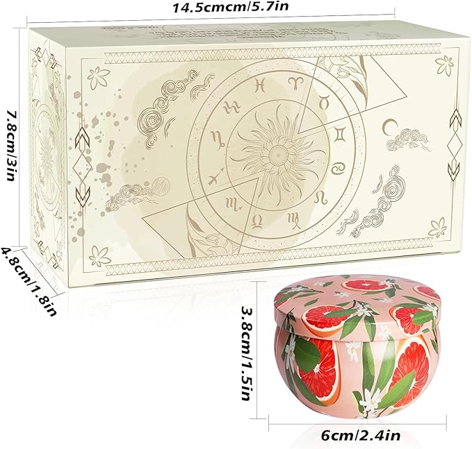 2 Pack Home Scented Candle, Grapefruit and Pine Scented Candles Ladies Gift Set, Soy Wax, Long Burning and Tin Candles, Birthday, Mother's Day, Anniversary.