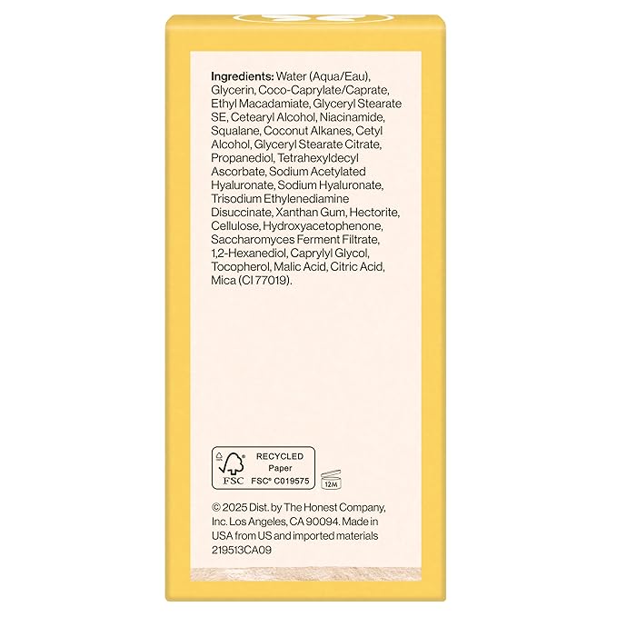 Honest Beauty Everyday Radiance Vitamin C Lightweight Moisturizer, Brightens Improves Skin Tone, Gentle for Sensitive Skin, Fragrance-Free, Vegan, 1.7 fl oz