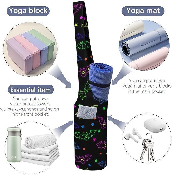 Meaudiwes Yoga Mat Bag for Women, Stylish Yoga Mat Tote Sling Carrier Bag, Long Strap Exercise Mats Totes Sport Storage Bag
