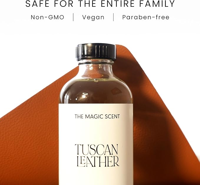 The Magic Scent Tuscan Leather Diffuser Oil - Hotel & Home Luxury Scents - Diffuser Oil Scents for Home Designed for Use in All Diffusers - 8.5 fl oz, 250 mL