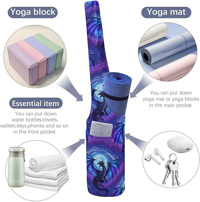 Aiyoolee Yoga Mat Bag for Women with Large Pocket, Yoga Gifts Accessories with Adjustable Shoulder Strap for Workout Stuff