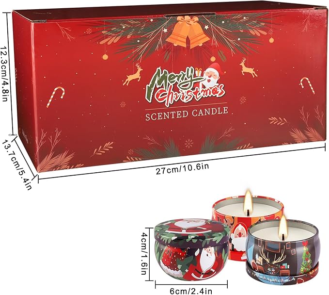 24Pack Christmas Scented Candle Tins Gift Set - Soy Wax Festive Aromatherapy Candles 2.5oz- Smokeless Long Lasting Burn time for Advent & Christmas Gifts Holiday Decor & Gifting.