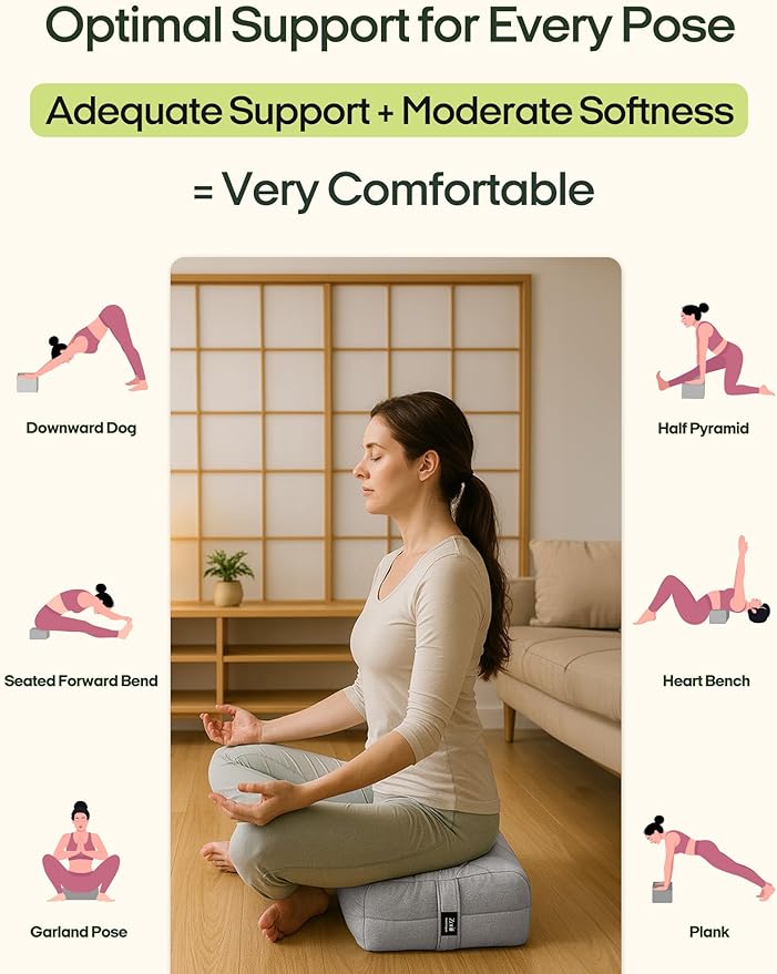 Zonli Yoga Bolster Pillow for Meditation & Restorative Yoga - Rectangular Support Cushion with Removable Cotton Cover & Carry Handle, 26"x11"x7"