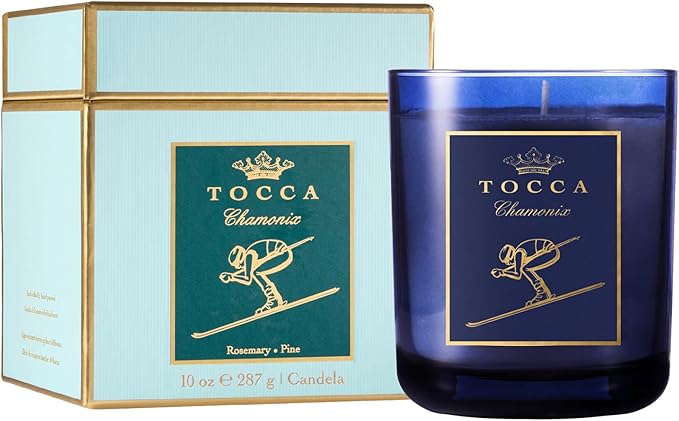 TOCCA Chamonix 10oz Candle - Rosemary & Pine Scented, Hand Poured Soy-Wax Blend with 100% Cotton Wick, 60 Hour Burn Time