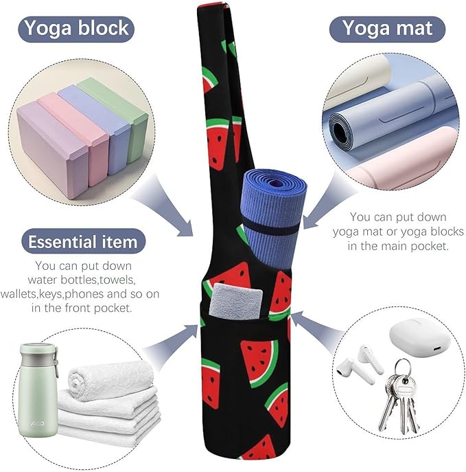 Aiyoolee Yoga Mat Bag with Large Pocket, Strap Bag Carriers for Women
