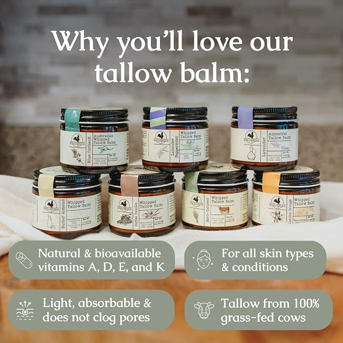 Hearth and Homestead: Handmade Whipped Tallow Balm (Butter Almond): Fragrance-Free, No Essential Oils - 1.3 oz