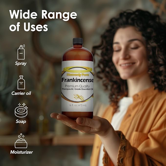 Frankincense Essential Oil 16 Fl Oz (Pack of 1) Large Bottle for Aromatherapy Diffusers and DIY Blends