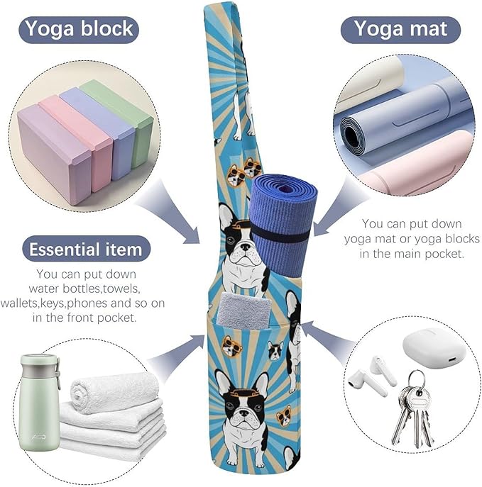 Aiyoolee Yoga Mat Bag with Large Pocket, Strap Bag Carriers for Women