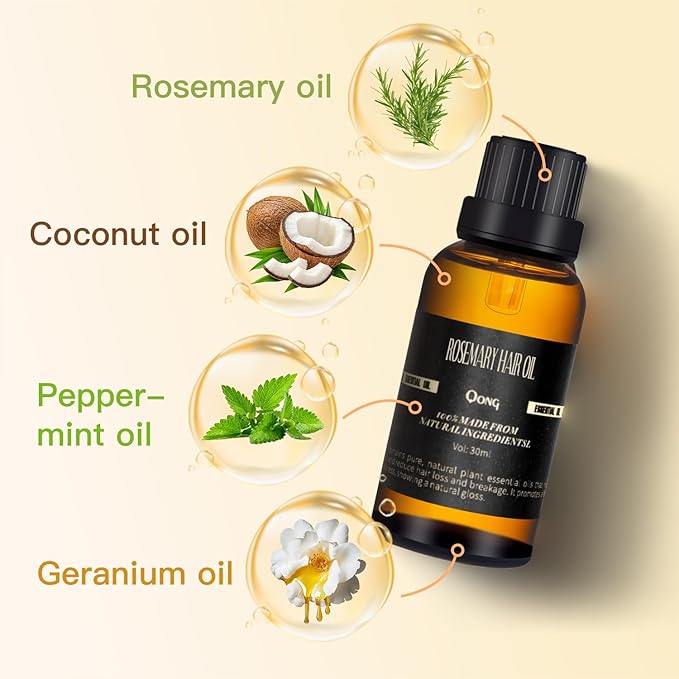 Rosemary Oil Blend, Rosemary Essential Oil, Enhances Hair Thickness and Used for Sleep, Acne Treatment, Scalp Care, Essential Oils for Diffusers for Home - 30ML
