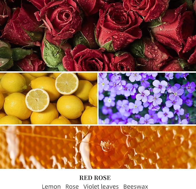 KONNI Scented Candles, Red Rose Soy Candle, Single-Wick Jar Candles Aromatherapy Candle with 40 Hours of Burn Time, Birthday, Valentine, Christmas, Anniversary Present 7 oz
