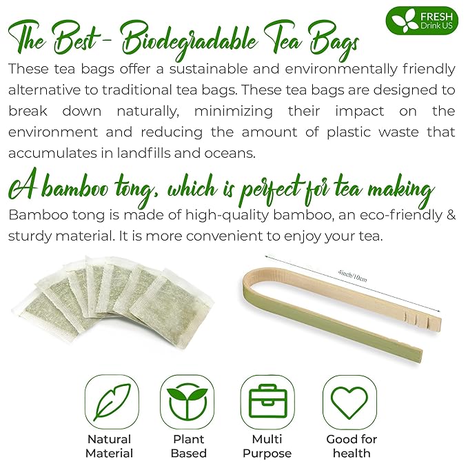 FreshDrinkUS, Premium 100 Rosemary Leaf Tea Bags, Made with 100% Natural Rosemary Dried Leaves, Pure Herbal Tea, No Additives, No Caffeine, No Gluten, Vegan.