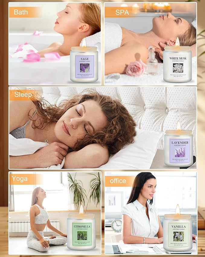 4 Pack Lavender Candle Set, 30 oz 200 Hour Home Aromatherapy Jar Candles, Long Lasting Aromatherapy Candles for Bedrooms Yoga Rooms Lounges Gardens Patios Balconies and Camping