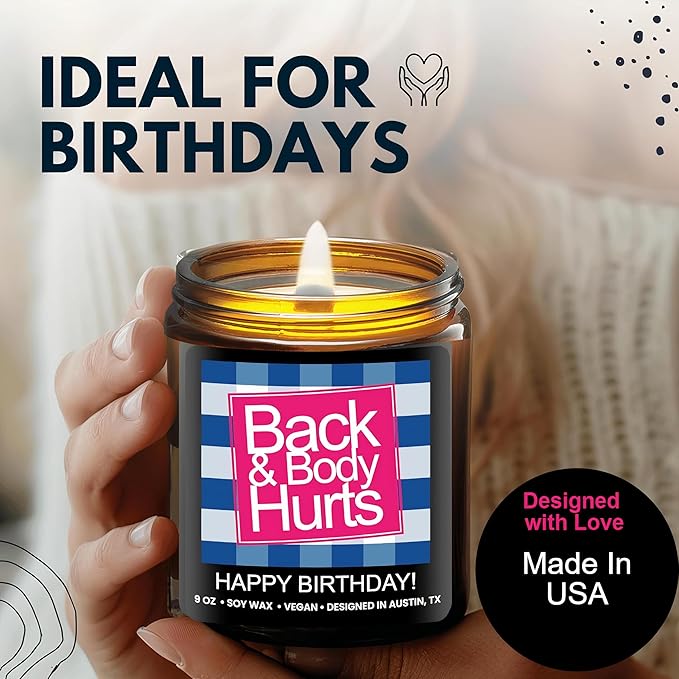 Funny Happy Birthday Candle, Gifts for Women & Men, Birthday Surprise, Birthday Gift Ideas for Her & Him, Back and Body Hurts Candle