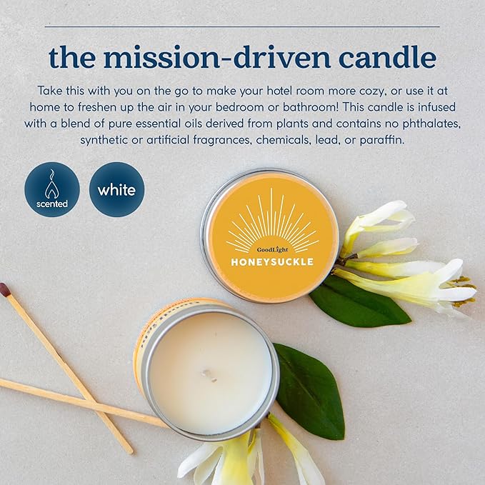 Paraffin-Free Scented Candle, Tin Candles, Birthday Gifts for Women & Men, 30-Hour Burn Time (Honeysuckle, 6 oz)