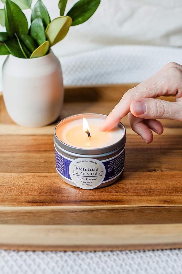 Lavender Massage Oil Candles Gift Box - Soothing & Aromatherapy Candle Turns Into Massage Oil, Made in The USA Candle Rub Wax by Victoria's Lavender - Travel Pack 4 oz Each (Pack of 3)