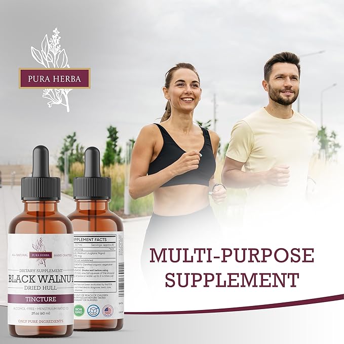 Black Walnut Hull Tincture – Natural Detox & Digestive Cleanse – Organic Black Walnut Extract Drops – Alcohol-Free, Sugar-Free, Vegan Herbal Supplement for Gut & Immune Support