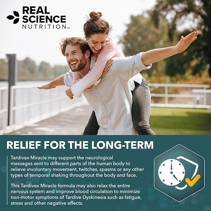 Offers TARDIVE DYSKINESIA Relief- Relief for Symptoms Including Muscle spasms, Stiff Jerky Movements, and Other involuntary Body Movements Affecting The face, Mouth, and Eyes.