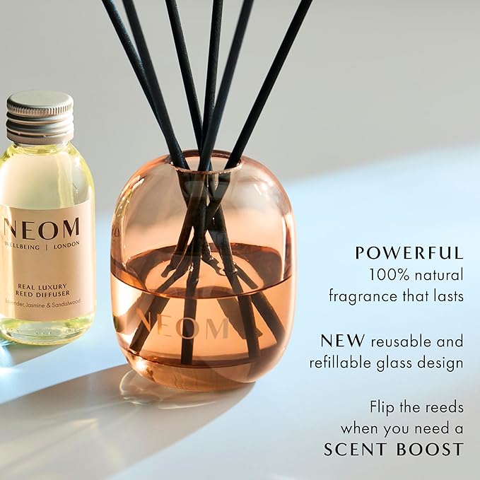 NEOM Real Luxury Reed Diffuser Refill,100ml | Lavender, Jasmine & Sandalwood I 100% Natural Fragrances I Last up to 12 Weeks
