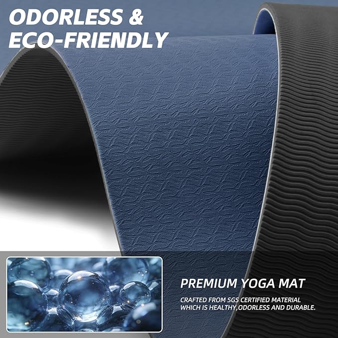 PAIDU Extra Long Wide Yoga Mat 76"x33"x2/5 Inch - Non Slip Thick Exercise Mat for Home Gym, Yoga, Pilates & Workouts