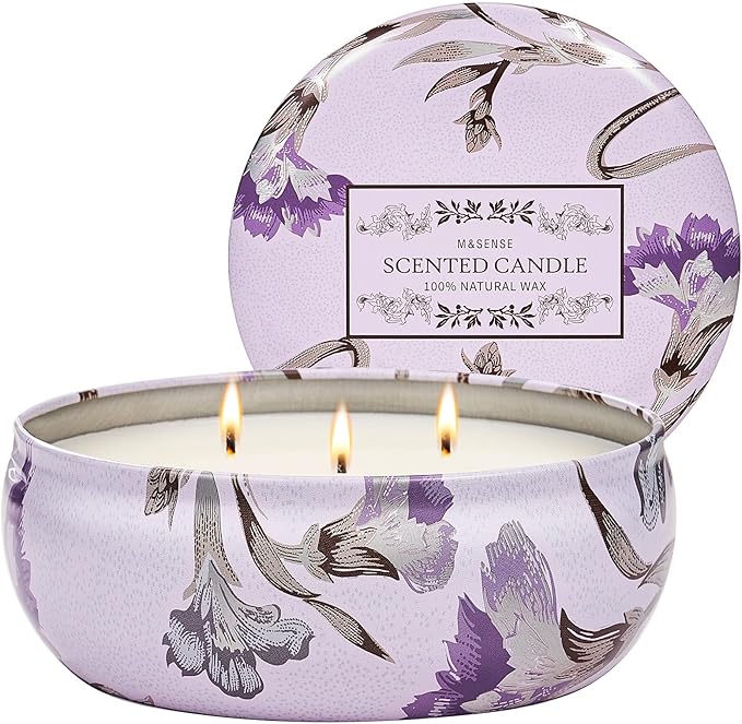 M&SENSE Citrus Berry Scented Candles Large 3 Wick Soy Tin Candle, Over 40 Hour Burning Time, 100% Natural Vegan Wax Relaxing Aromatherapy Aesthetic Candle Gift for Women Men