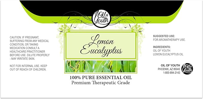 Oil of Youth Lemon Eucalyptus Essential Oil – Pure Essential Oil for Calming, Aromatherapy, and Diffuser (16oz Bulk)