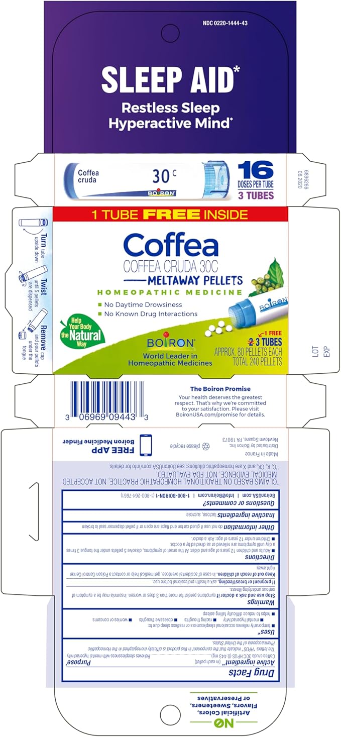 Boiron Coffea Cruda 30C - 9 Blue Tubes - Homeopathic Sleep Aid for Restless Sleep, Racing Thoughts, and Difficulty Sleeping with Blue Pen