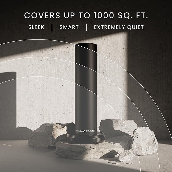 The Magic Scent Bluetooth Tower Diffuser Home & Office - Smart Ultra-Quiet for Home & Hotel - Waterless Cold-Air Programmable Professional Diffuser Machine - Essential Aroma Oil Included