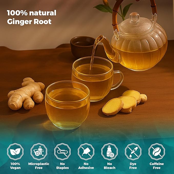 Lavitali, Ginger Tea Bags | 60 bags, 100% Pure Herbal Tea | Caffeine-Free, No Sugar, Eco-Friendly Filter Bags | Daily Natural Botanical, Hot or Iced Herbal Infusion