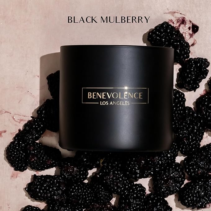 Benevolence LA 3 Wick Candle, Black Berries (Baies) Large Christmas Scented Candles | Soy Holiday Candle for Women and Men | Home Fragrance | Aromatherapy | Bathroom Freshener 14.5 Oz, 45 Hour Burn