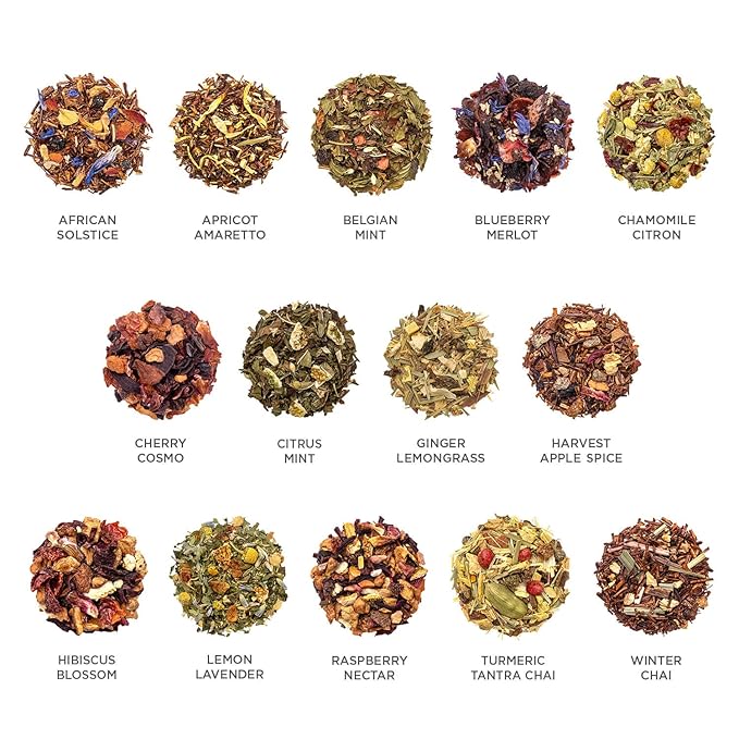 Tea Forte Herbal Tea Assortment Single Steeps Loose Leaf Premium Tea Gift Set Sampler, 28 Count, 2 of Each Assorted Blends Pre-Portioned Single Serve Pouches, Steeps 12 oz