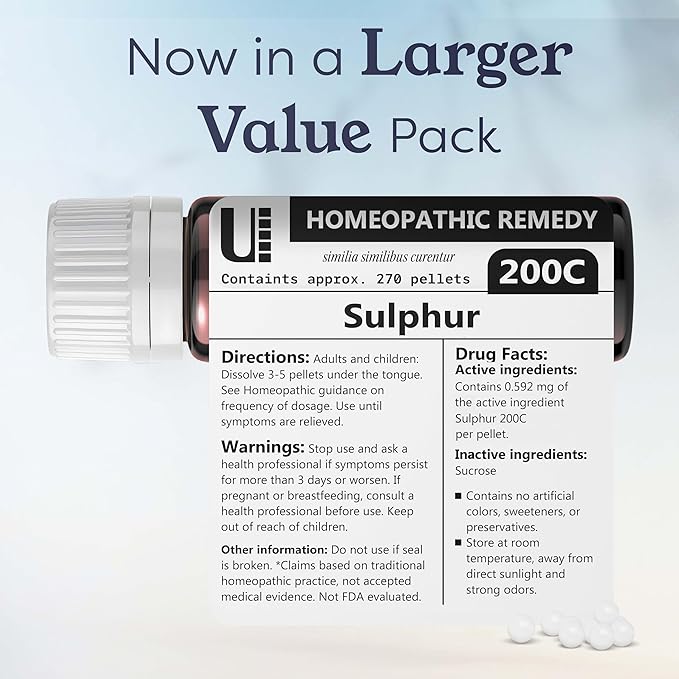 Sulphur 200C Homeopathic Remedy, 270 Pellets