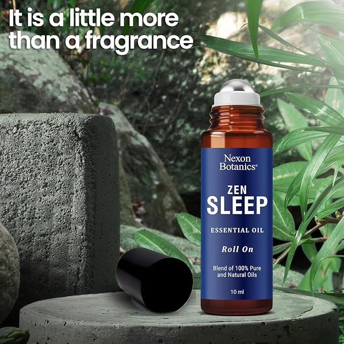 Zen Sleep Essential Oil Roll-On 10 ml - Calming Blend for Serenity & Deep Sleep - Easy-to-Use Roller Ball - Nexon Botanics (Pack of 2)