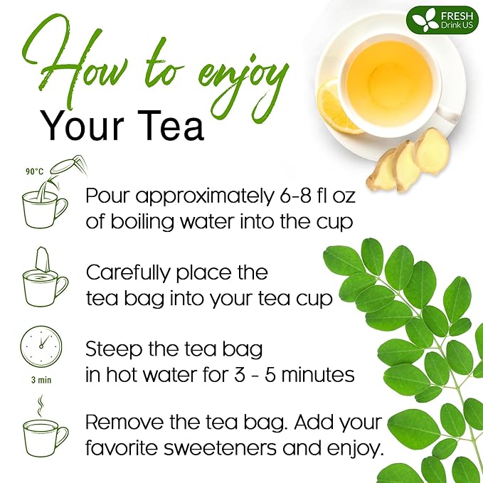TOG999, Premium Moringa Ginger Peppermint Herbal Tea – 60 Tea Bags – Caffeine-Free, Plant-Based, Non-GMO, Naturally Refreshing Flavor, No Artificial Additives, No Sugar, No Gluten. Vegan