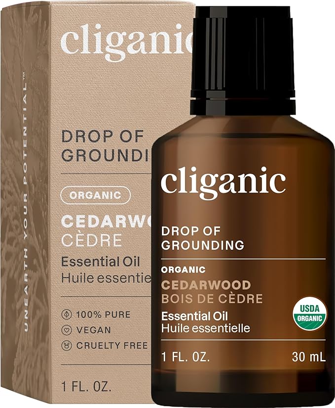 Cliganic Organic Cedarwood Essential Oil - 100% Pure Natural Undiluted, for Aromatherapy Diffuser | Non-GMO Verified (Packaging May Vary)