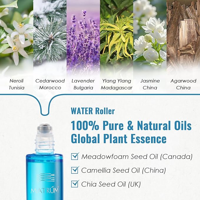 MATRUM Five Element Essential Oil Roll-On Set – 100% Pure Aromatherapy Blend for Stress Relief, Anxiety Ease, Relaxation & Sleep Support, Circulation & Balance, Self-Care Gift, 2.5 Fl Oz