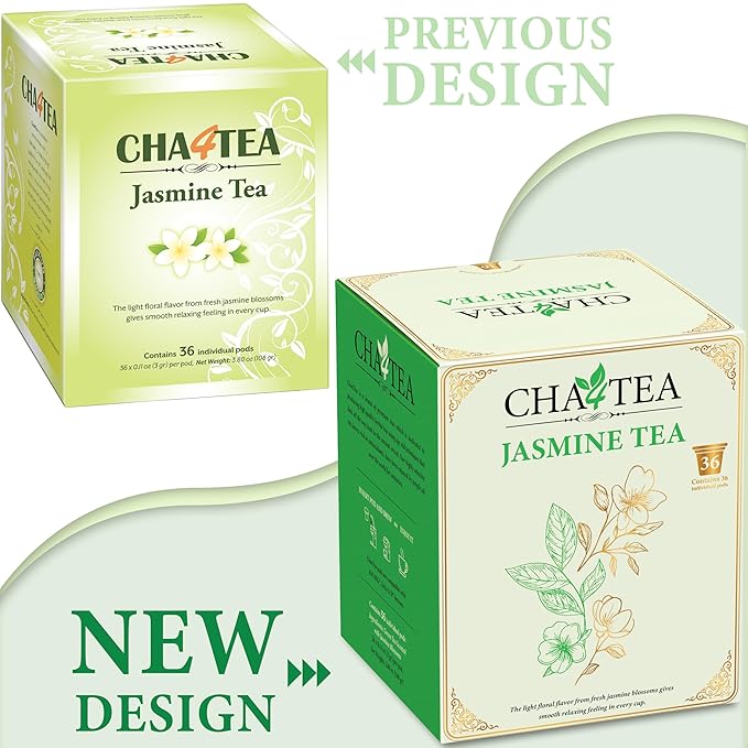Cha4TEA 36-Count Jasmine Green Tea Pods for Keurig K-Cups Brewers