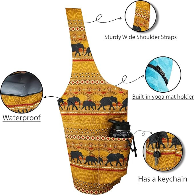 jswuffx Yoga Mat Bag Yoga Tote Bag with Large Waterproof Zipper Pocket and Drawstring Pocket Yoga Mat Bag Carrier Fit Most Size Mats and All You Stuff