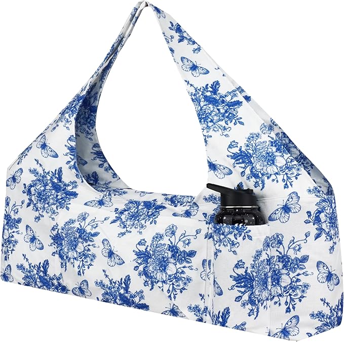 jswuffx Large Yoga Mat Bag Yoga Bags and Carriers Fits All You Stuff Yoga Tote Bag with Yoga Mat Strap, Elastic Pockets and Zipper Pockets