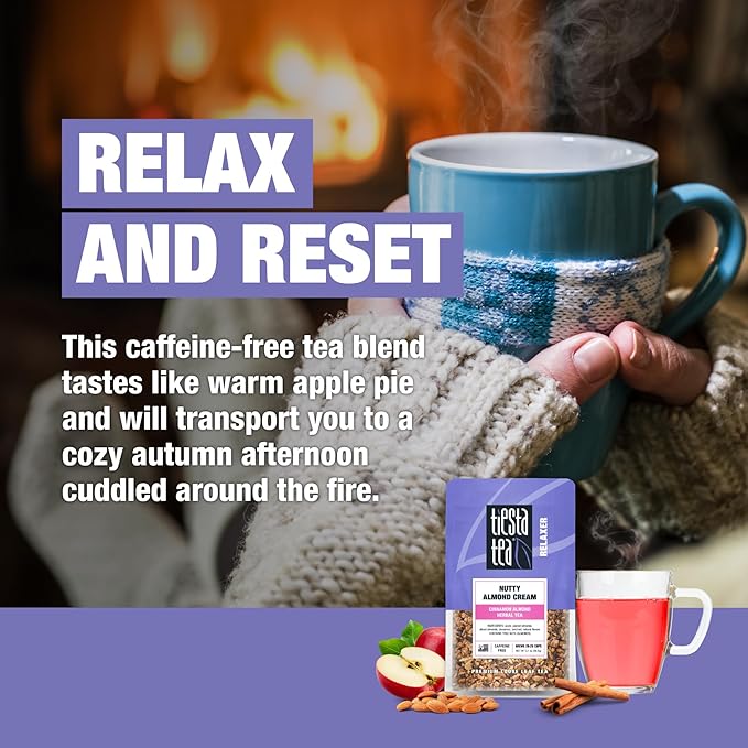 Tiesta Tea - Nutty Almond Cream, Premium Loose Leaf, Cinnamon Almond Herbal Tea Blend, Non-Caffeinated, Make Hot or Iced & Brews Up to 25 Cups, 2.1 Ounce Resealable Pouch