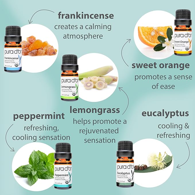 PURA D'OR Organic Sweet16 Essential Oils Set - 16x 10mL Wood Box Aromatherapy Gift Set - 100% Pure Therapeutic Grade for Relaxation and Wellness (Lavender, Rosemary, Turmeric, Ylang Ylang & More)