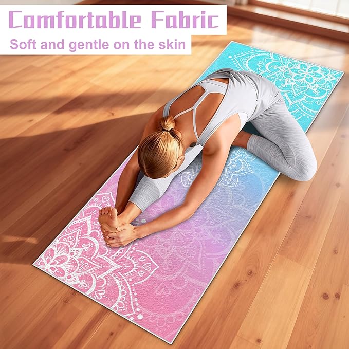 alissgorat Yoga Towel,Absorbent Yoga Mat Towel for Hot Yoga Non Slip,Stylish Prints,Ideal for Workouts,Hot Yoga,Bikram,Pilates Equipment,72 x 27 in,Gradient Mandala
