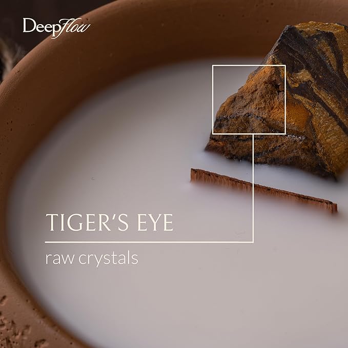 DeepFlow Spiritual Healing Candle, Tiger's Eye Grounded Confidence, Prosperity Action Ritual for Focus, Natural Mind Wellness Blend, Steadying Warm Wood Scent for Workspace Wellness (Tiger’s Eye)
