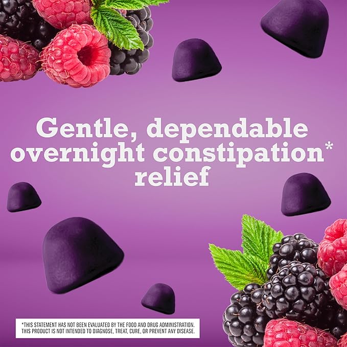 Senokot Dietary Supplement Laxative Gummies, Natural Senna Extract, Gentle, Overnight Relief from Occasional Constipation, Mixed Berry Flavor, 90 Count (Pack of 2)