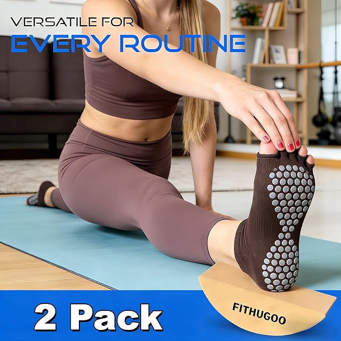 2 Pack Half Moon Recovery Block & Calf Stretching- Improve Balance, Stability & Foot Mobility/Calf Stretcher for Plantar Fasciitis Relief/Yoga & Pilates Balance Trainer