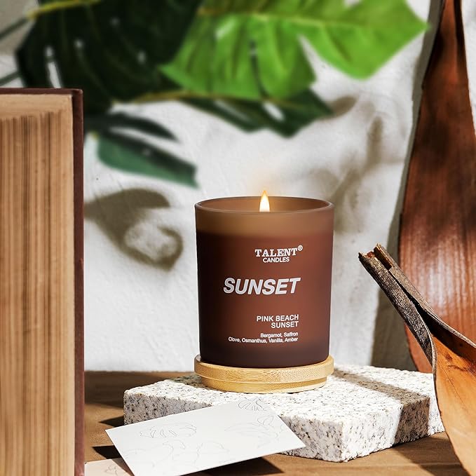 Candles for Home Scented, Natural Soy Wax, Scented Candle Stress Relief and Relaxation, Pink Beach Sunset, Medium Jar, Ideal for Home and Bedroom Decor