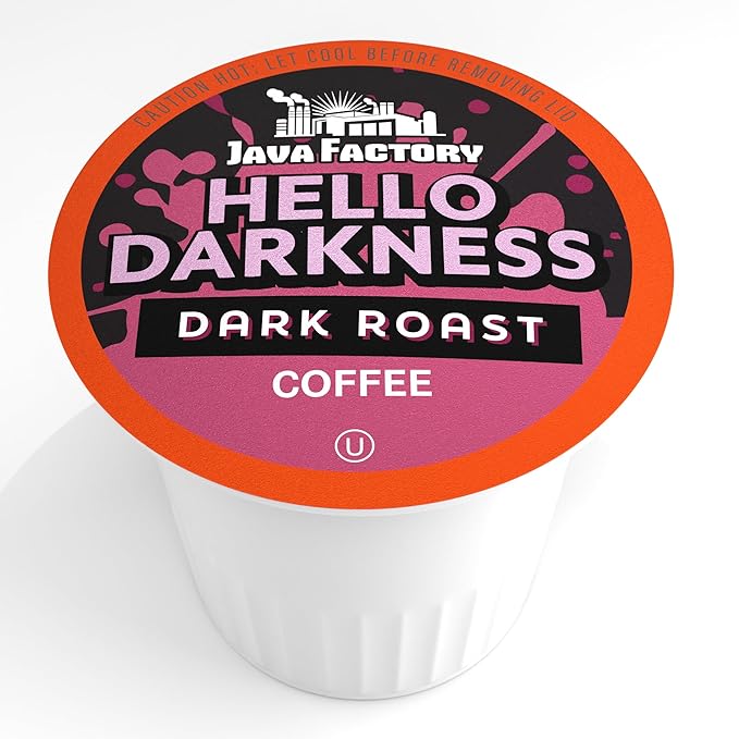 Java Factory Dark Roast Coffee Pods, Hello Darkness, 40 Count - Compatible with Keurig K Cup Brewers, Bold and Intense Coffee Flavor for Coffee Aficionados