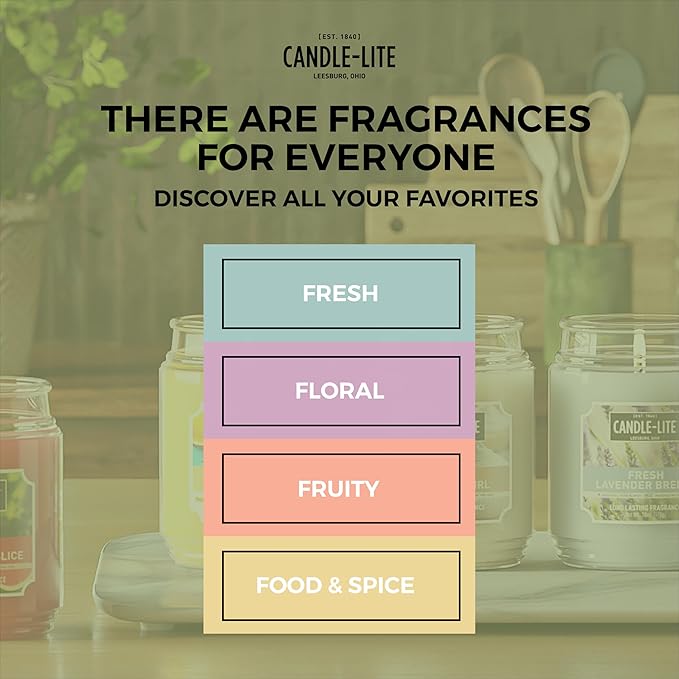 Candle-lite Scented Candles, Fresh Lavender Breeze, 18 oz Jar, Proudly Poured in The USA, Aromatherapy Candle, Single-Wick with 110 Hours of Burn Time, Perfect for Creating a Relaxing Ambiance