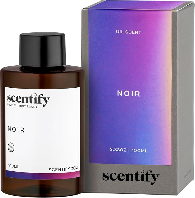 Scentify Noir Aroma Oil Refill Scent for Oil Diffusers - Bergamot, Bay Leaf, Vetiver, Cedar, Musk Scents - Luxurious Relaxing Aromatherapy Diffuser Fragrance 100ml, 3.38 oz
